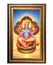 Lord Vishnu Digital Golden Balck Color Photo Frame | Hindu Religious Wall Decor | 18x24 Inches - Inspirational Wall Art For Office, Home Decor - Ideal Spiritual Gift (F16865)