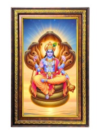 Lord Vishnu Digital Golden Balck Color Photo Frame | Hindu Religious Wall Decor | 18x24 Inches - Inspirational Wall Art For Office, Home Decor - Ideal Spiritual Gift (F16865)