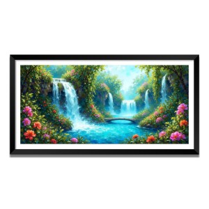 Nature Landscape Floating Frame Scenery Digital Print - (I5875) - 12x24 inch Modern Nature Wall Art for Living Room, Bedroom, Office, Hotels, Drawing Room