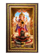 Lord Ganesha Digital Golden Balck Color Photo Frame | Hindu Religious Wall Decor | 10x16 Inches - Inspirational Wall Art For Office, Home Decor - Ideal Spiritual Gift (F16885)