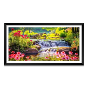 Nature Landscape Floating Frame Scenery Digital Print - (I5689) - 18x36 inch Modern Nature Wall Art for Living Room, Bedroom, Office, Hotels, Drawing Room