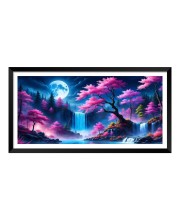 Nature Landscape Floating Frame Scenery Digital Print - (I5891) - 12x24 inch Modern Nature Wall Art for Living Room, Bedroom, Office, Hotels, Drawing Room