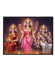 Maa Laxmi Parvti Saraswati Laminated Photo - 7x9 Inches, Divine Blessings For Home & Office And Temple Decoration (F16106)