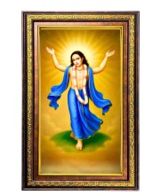 Sri Chaitanya Mahaprabhu Digital Golden Balck Color Photo Frame | Hindu Religious Wall Decor | 12x18 Inches - Inspirational Wall Art For Office, Home Decor - Ideal Spiritual Gift (F16699)