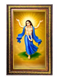 Sri Chaitanya Mahaprabhu Digital Golden Balck Color Photo Frame | Hindu Religious Wall Decor | 16x22 Inches - Inspirational Wall Art For Office, Home Decor - Ideal Spiritual Gift (F16699)