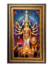 Goddess Durga Digital Golden Balck Color Photo Frame | Hindu Religious Wall Decor | 16x22 Inches - Inspirational Wall Art For Office, Home Decor - Ideal Spiritual Gift (F16906)