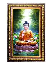 Lord Buddha Digital Golden Balck Color Photo Frame | Hindu Religious Wall Decor | 10x16 Inches - Inspirational Wall Art For Office, Home Decor - Ideal Spiritual Gift (F16838)