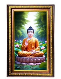 Lord Buddha Digital Golden Balck Color Photo Frame | Hindu Religious Wall Decor | 12x18 Inches - Inspirational Wall Art For Office, Home Decor - Ideal Spiritual Gift (F16838)