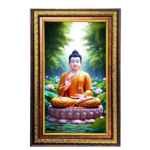 Lord Buddha Digital Golden Balck Color Photo Frame | Hindu Religious Wall Decor | 10x16 Inches - Inspirational Wall Art For Office, Home Decor - Ideal Spiritual Gift (F16838)