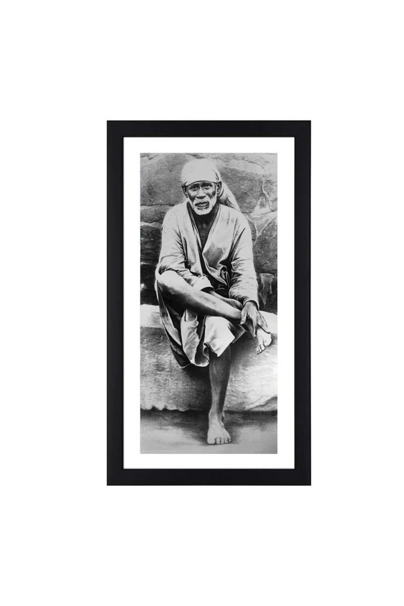 Shirdi Sai Baba Black Photo Frame | Elegant Wall Art | for Home or OfficeDecoration or puja room | Devotional wall art | Divine wall art