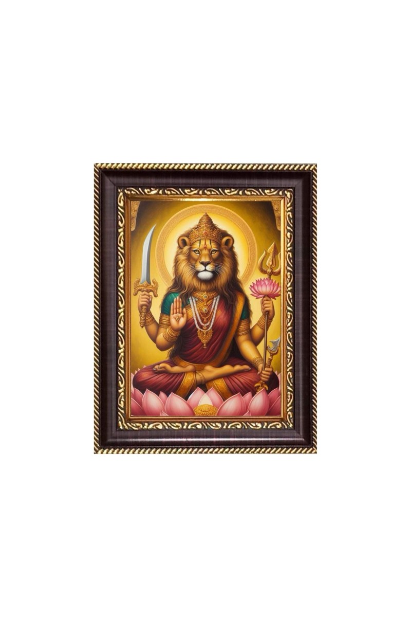 Sri Maa Pratyangira Devi Digital Print Photo 6.7x8.7 inches - Vibrant Religious Wall Art for Home, Office and Temple Decor.