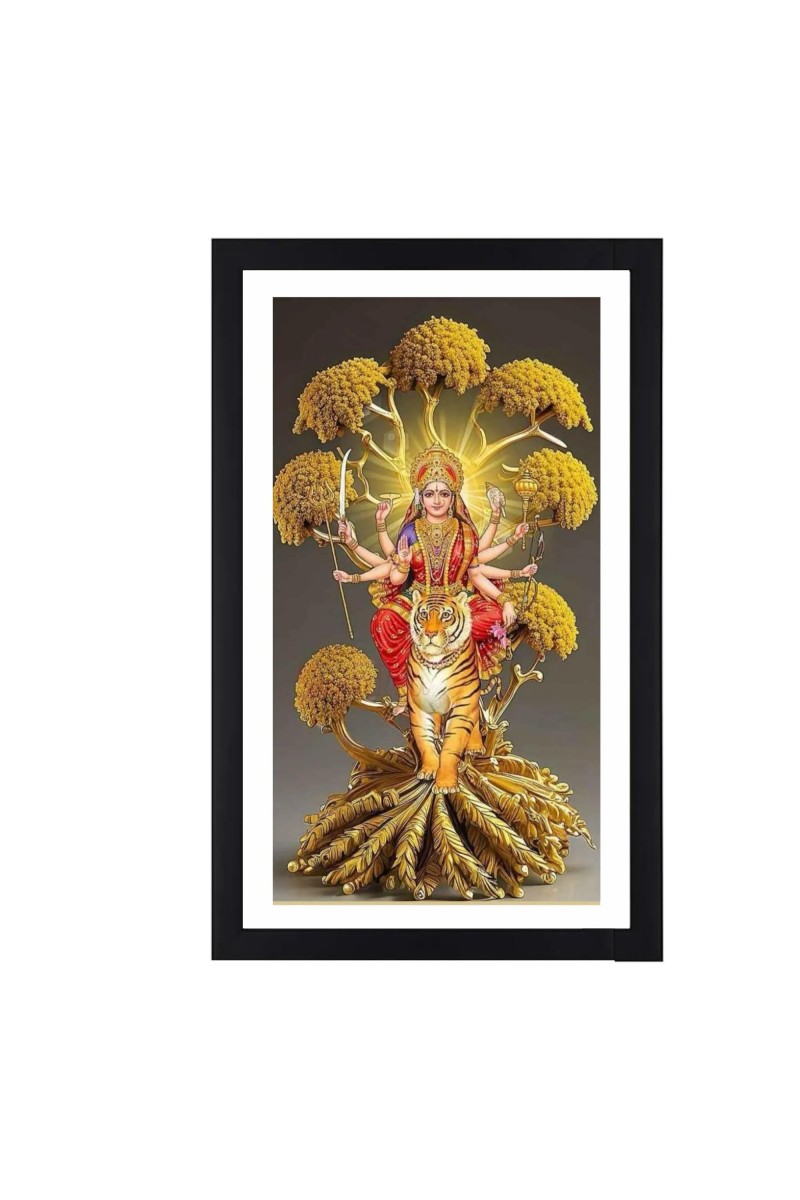 Goddess Maa Vaishna Devi Colored Photo Frame | Divine Wall Art | Ideal for Home or puja room | Devotional wall art