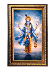 Lord Vishnu Digital Golden Balck Color Photo Frame | Hindu Religious Wall Decor | 16x22 Inches - Inspirational Wall Art For Office, Home Decor - Ideal Spiritual Gift (F16559)
