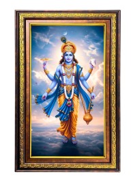 Lord Vishnu Digital Golden Balck Color Photo Frame | Hindu Religious Wall Decor | 14x20 Inches - Inspirational Wall Art For Office, Home Decor - Ideal Spiritual Gift (F16559)