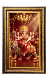 Goddess Durga Digital Golden Balck Color Photo Frame | Hindu Religious Wall Decor | 14x20 Inches - Inspirational Wall Art For Office, Home Decor - Ideal Spiritual Gift (F16904)