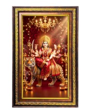 Goddess Durga Digital Golden Balck Color Photo Frame | Hindu Religious Wall Decor | 10x16 Inches - Inspirational Wall Art For Office, Home Decor - Ideal Spiritual Gift (F16905)
