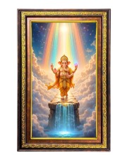 Lord Ganesha Digital Golden Balck Color Photo Frame | Hindu Religious Wall Decor | 10x16 Inches - Inspirational Wall Art For Office, Home Decor - Ideal Spiritual Gift (F16575)