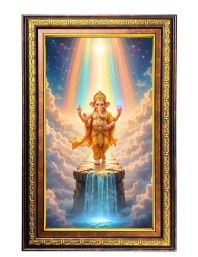 Lord Ganesha Digital Golden Balck Color Photo Frame | Hindu Religious Wall Decor | 10x16 Inches - Inspirational Wall Art For Office, Home Decor - Ideal Spiritual Gift (F16575)