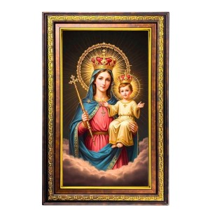 Lord Jesus Digital Golden Balck Color Photo Frame | Hindu Religious Wall Decor | 10x16 Inches - Inspirational Wall Art For Office, Home Decor - Ideal Spiritual Gift (F16768)