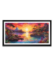 Nature Landscape Floating Frame Scenery Digital Print - (I5608) - 12x24 inch Modern Nature Wall Art for Living Room, Bedroom, Office, Hotels, Drawing Room