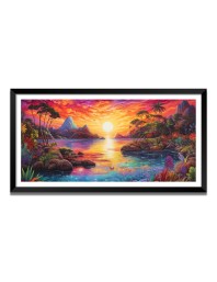 Nature Landscape Floating Frame Scenery Digital Print - (I5608) - 18x36 inch Modern Nature Wall Art for Living Room, Bedroom, Office, Hotels, Drawing Room