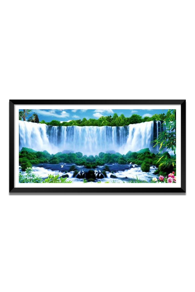 Nature Landscape Floating Frame Scenery Digital Print - (I5715) - 24x48 inch Modern Nature Wall Art for Living Room, Bedroom, Office, Hotels, Drawing Room