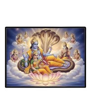 Lord Vishnu And Lakshmi. Laminated Photo - 9x11 Inches, Divine Blessings For Home & Office And Temple Decoration (F16049)