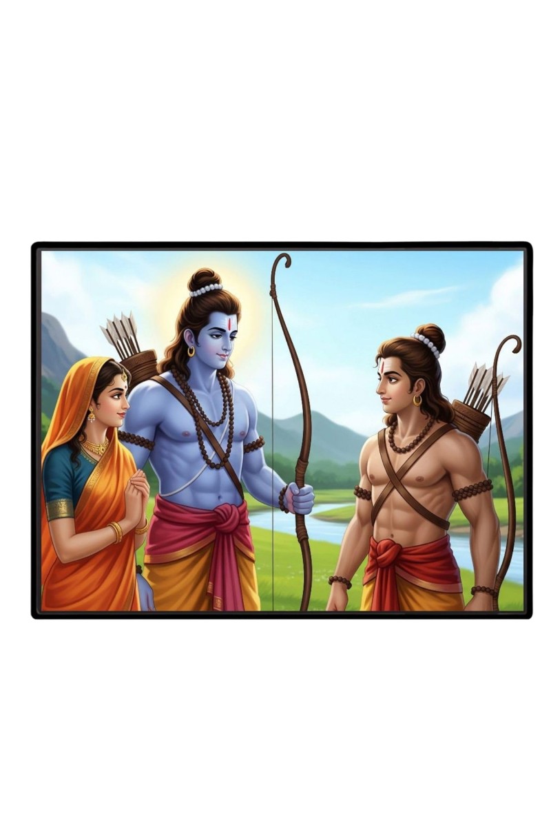 Lord RamSiya Laminated Photo - 7x9 Inches, Divine Blessings For Home & Office And Temple Decoration (F16099)