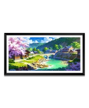 Nature Landscape Floating Frame Scenery Digital Print - (I5843) - 12x24 inch Modern Nature Wall Art for Living Room, Bedroom, Office, Hotels, Drawing Room