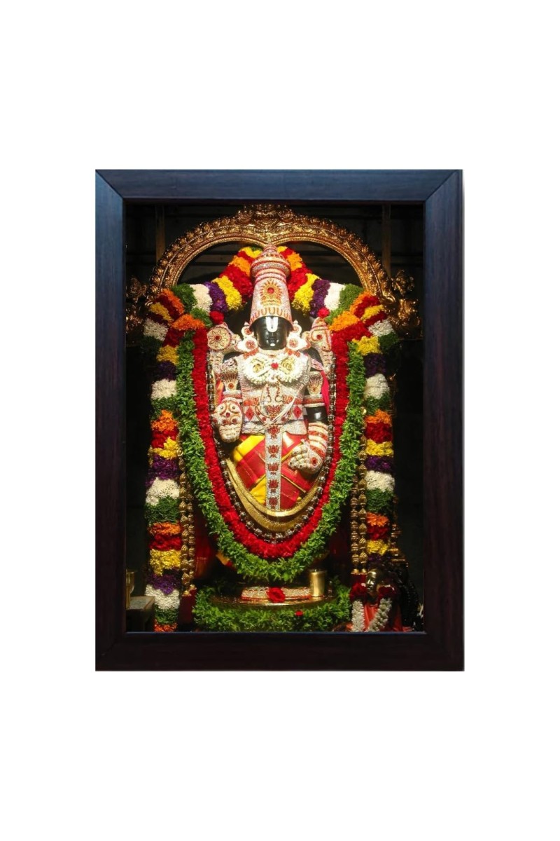 Hitech Tirupati Balaji - Lord Venkateswara Religious photo frame for Wall, Temple, Outdoor Spaces Home Decor, gifts (Pvc Frame and Front - Glass, 8 x 6 inch)