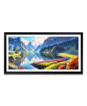 Nature Landscape Floating Frame Scenery Digital Print - (I5627) - 12x24 inch Modern Nature Wall Art for Living Room, Bedroom, Office, Hotels, Drawing Room