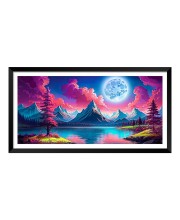 Nature Landscape Floating Frame Scenery Digital Print - (I5883) - 12x24 inch Modern Nature Wall Art for Living Room, Bedroom, Office, Hotels, Drawing Room