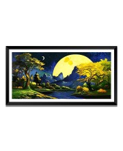 Nature Landscape Floating Frame Scenery Digital Print - (I5791) - 12x24 inch Modern Nature Wall Art for Living Room, Bedroom, Office, Hotels, Drawing Room