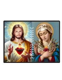 Jesus And Immaculate Heart Of Mary Laminated Photo - 7x9 Inches, Divine Blessings For Home & Office And Temple Decoration (F16189)