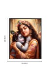 Divine Krishna with Yashoda Mata Wood-Laminated Photo Frame: Versatile Décor for Wall, Table, and Sacred Spaces - Ideal for Gifts, Puja, and Living Room Ambiance