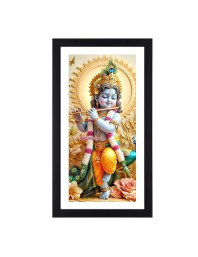 Hi Tech Sales Lord Krishna Photo Frame for Wall | Multicolor Wood Laminated Krishna Wall Frame | Hindu God Krishna Picture for Puja Room, Temple & Living Room Decor | Spiritual Home Decor Gift (16 x 9.2 Inch)