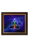 Hitech Sales Meditation Seven Chakras ai Photo with Beautiful 12X10 in synthetic Wood Frame With Glass Tabletop Wallmount display for Home office decor Gift for all occations