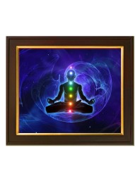 Hitech Sales Meditation Seven Chakras ai Photo with Beautiful 12X10 in synthetic Wood Frame With Glass Tabletop Wallmount display for Home office decor Gift for all occations