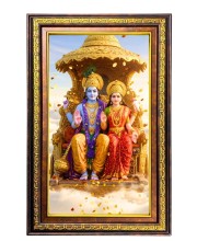 Lord Vishnu Lakshmi Digital Golden Balck Color Photo Frame | Hindu Religious Wall Decor | 10x16 Inches - Inspirational Wall Art For Office, Home Decor - Ideal Spiritual Gift (F16717)
