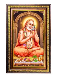 Raghavendra Swami Digital Golden Balck Color Photo Frame | Hindu Religious Wall Decor | 10x16 Inches - Inspirational Wall Art For Office, Home Decor - Ideal Spiritual Gift (F16782)