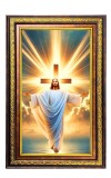 Lord Jesus Digital Golden Balck Color Photo Frame | Hindu Religious Wall Decor | 10x16 Inches - Inspirational Wall Art For Office, Home Decor - Ideal Spiritual Gift (F16757)