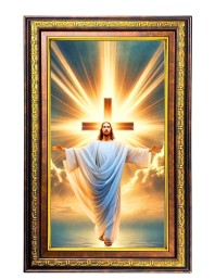 Lord Jesus Digital Golden Balck Color Photo Frame | Hindu Religious Wall Decor | 12x18 Inches - Inspirational Wall Art For Office, Home Decor - Ideal Spiritual Gift (F16757)
