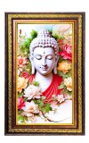 Serene Buddha Digital Golden Balck Color Photo Frame | Hindu Religious Wall Decor | 16x22 Inches - Inspirational Wall Art For Office, Home Decor - Ideal Spiritual Gift (F16844)