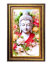 Serene Buddha Digital Golden Balck Color Photo Frame | Hindu Religious Wall Decor | 14x20 Inches - Inspirational Wall Art For Office, Home Decor - Ideal Spiritual Gift (F16844)