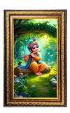 Lord Krishna Digital Golden Balck Color Photo Frame | Hindu Religious Wall Decor | 18x24 Inches - Inspirational Wall Art For Office, Home Decor - Ideal Spiritual Gift (F16803)