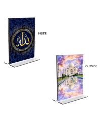 Taj Mahal Islamic Allah Acrylic T-Style Photo Stand - 11x13 Inches, Compact and Stylish Spiritual Display, easily change 2 photos (Pack of 1)