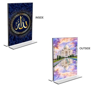 Taj Mahal Islamic Allah Acrylic T-Style Photo Stand - 11x13 Inches, Compact and Stylish Spiritual Display, easily change 2 photos (Pack of 1)