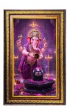 Lord Ganesha Digital Golden Balck Color Photo Frame | Hindu Religious Wall Decor | 10x16 Inches - Inspirational Wall Art For Office, Home Decor - Ideal Spiritual Gift (F16826)