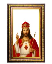 Lord Jesus Digital Golden Balck Color Photo Frame | Hindu Religious Wall Decor | 10x16 Inches - Inspirational Wall Art For Office, Home Decor - Ideal Spiritual Gift (F16742)