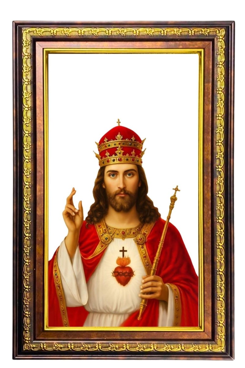 Lord Jesus Digital Golden Balck Color Photo Frame | Hindu Religious Wall Decor | 10x16 Inches - Inspirational Wall Art For Office, Home Decor - Ideal Spiritual Gift (F16742)